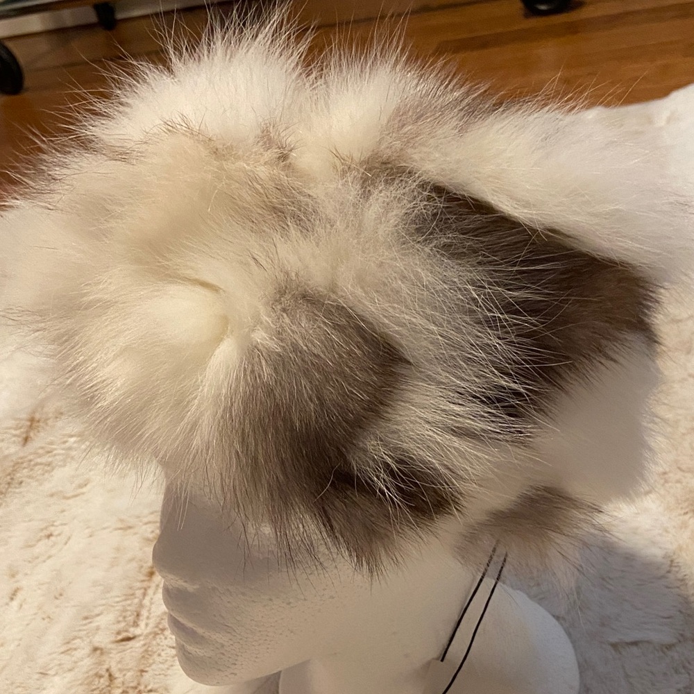 Luxurious Cream and Brown Fur Hat